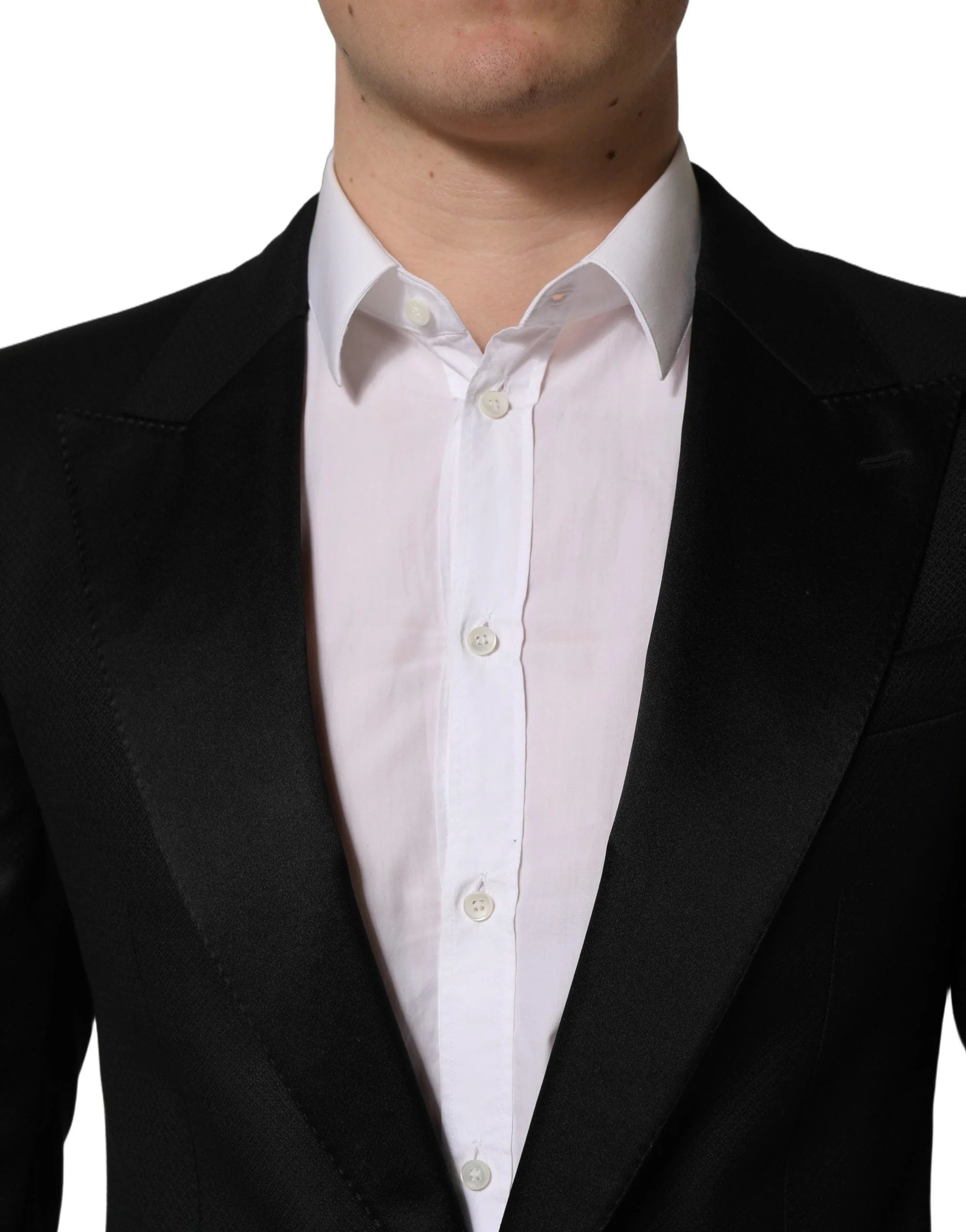 Dolce & Gabbana Black Wool Slim Fit Formal 2 Piece Men Suit - IT50 | L