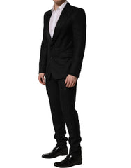 Dolce & Gabbana Black Wool Slim Fit Formal 2 Piece Men Suit - IT50 | L