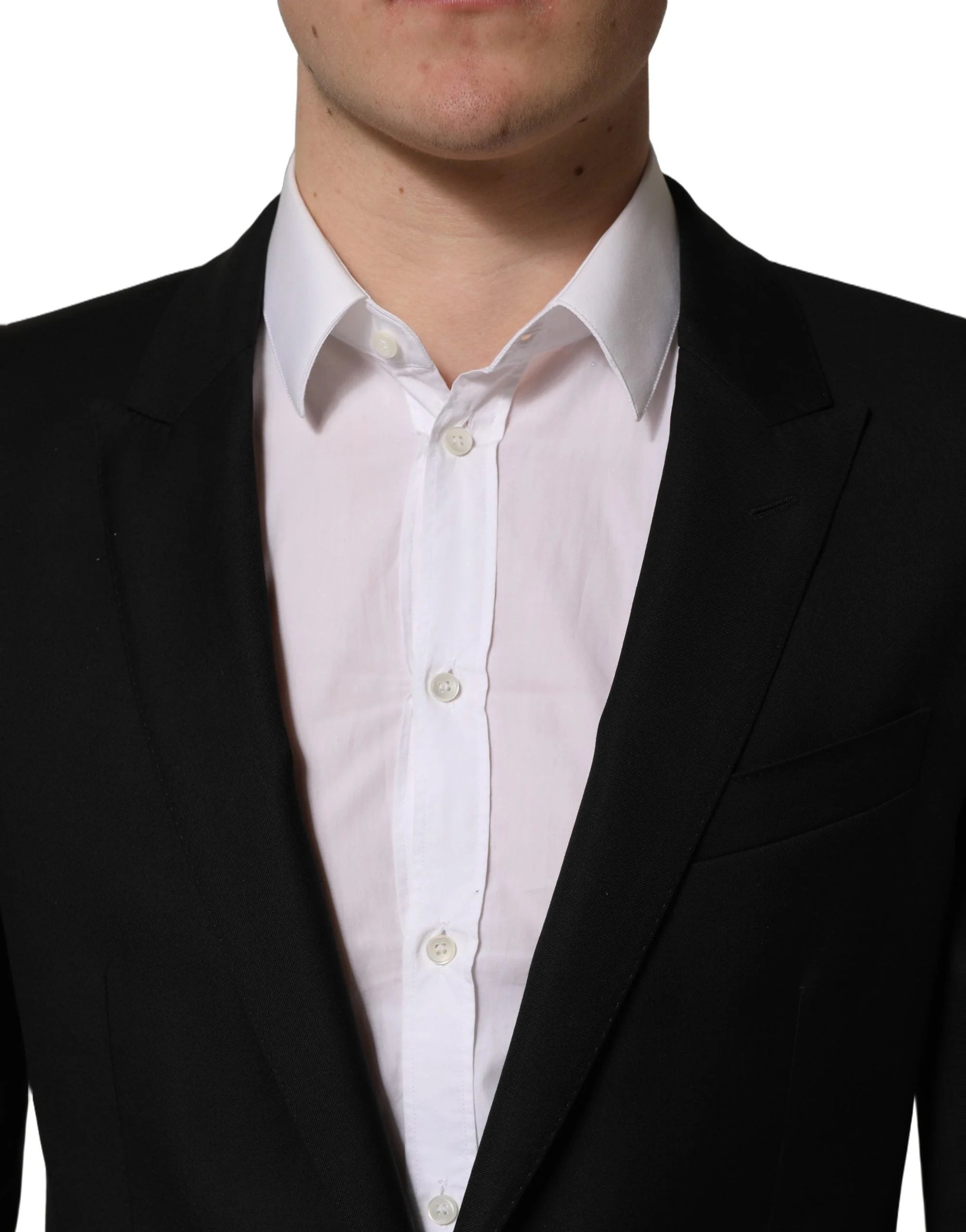 Dolce & Gabbana Black Wool Slim Fit Formal 2 Piece Men Suit - IT50 | L