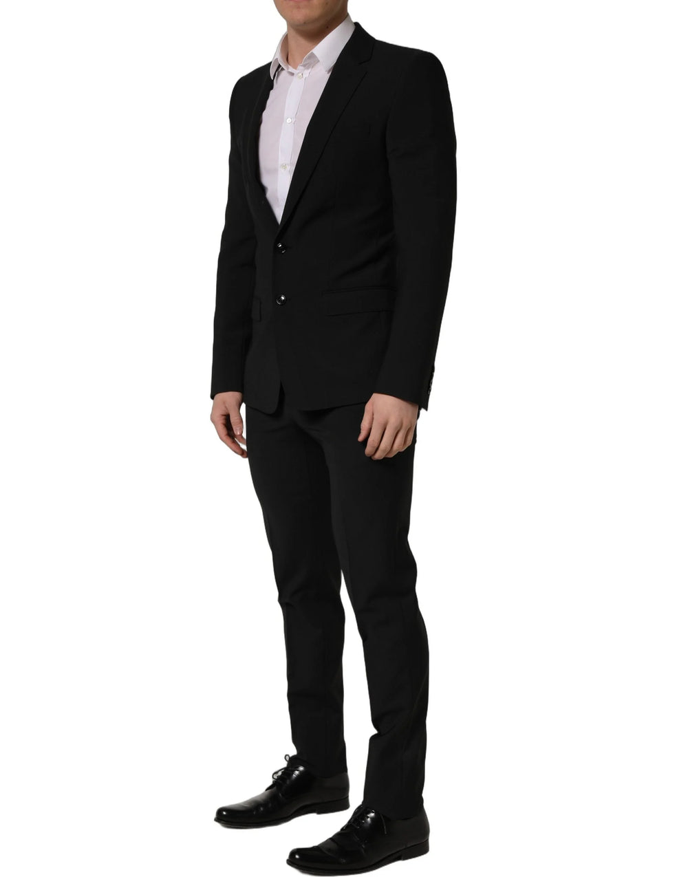 Dolce & Gabbana Black Wool Slim Fit Formal 2 Piece Men Suit - IT54 | XL