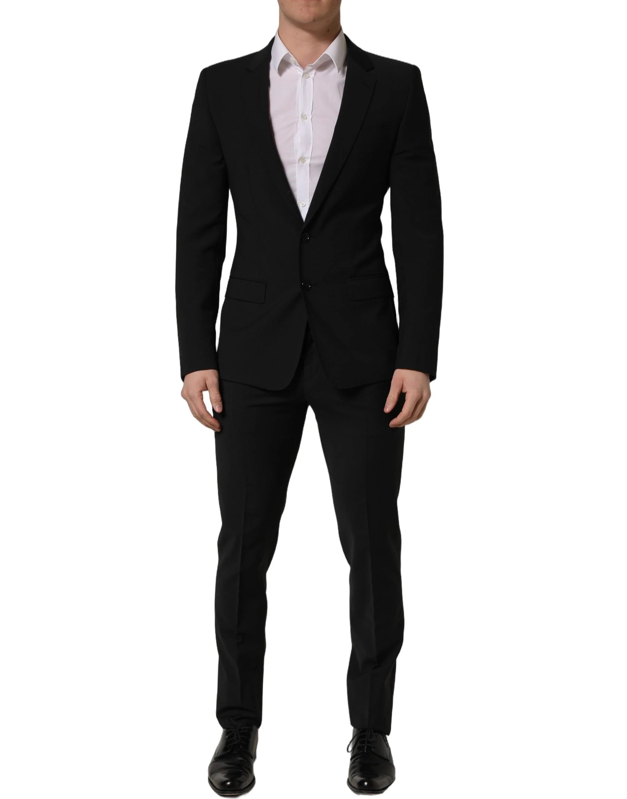 Dolce & Gabbana Black Wool Slim Fit Formal 2 Piece Men Suit - IT54 | XL