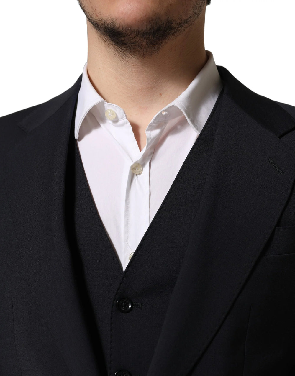 Dolce & Gabbana Black Wool Slim Fit Formal 3 Piece Men Suit - IT44 | XS