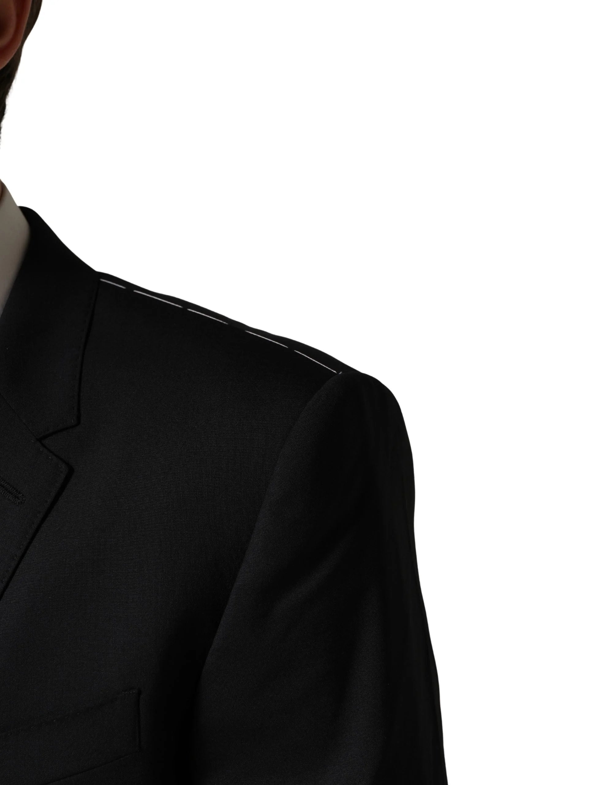 Dolce & Gabbana Czarny Wełniany Garnitur Męski Slim Fit 3-Częściowy - IT50 | L