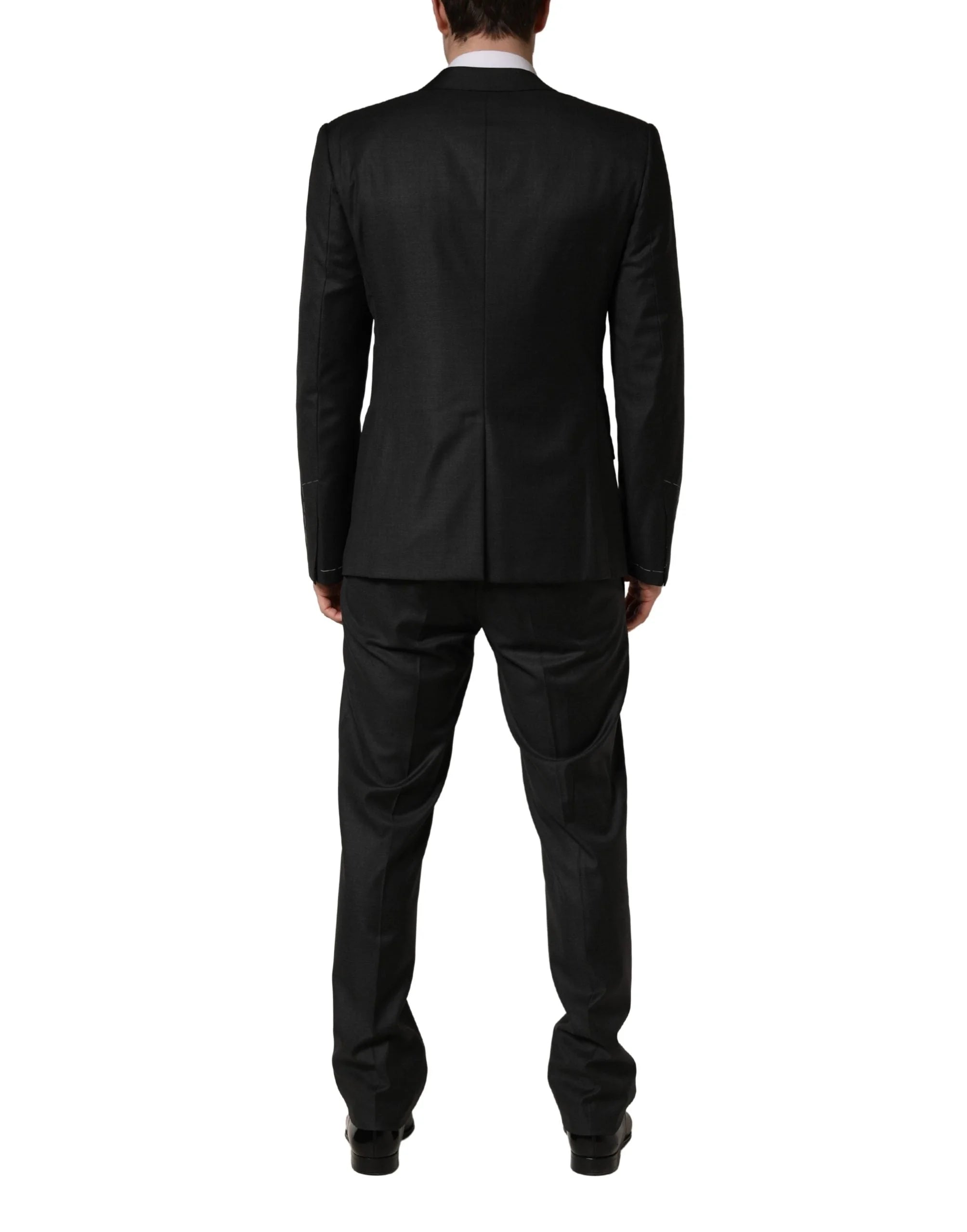 Dolce & Gabbana Czarny Wełniany Garnitur Męski Slim Fit 3-Częściowy - IT50 | L