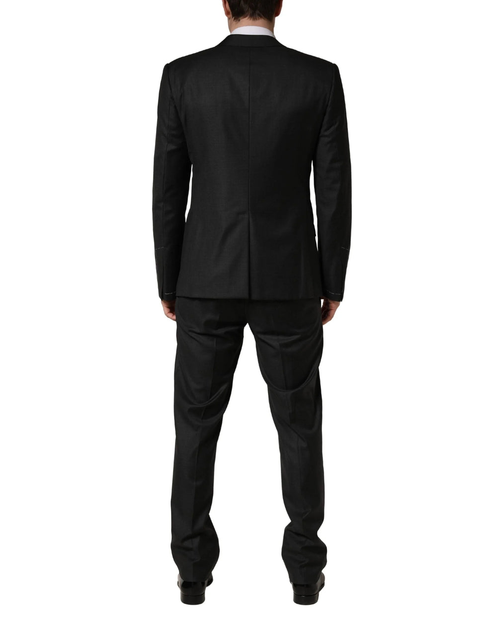 Dolce & Gabbana Czarny Wełniany Garnitur Męski Slim Fit 3-Częściowy - IT50 | L
