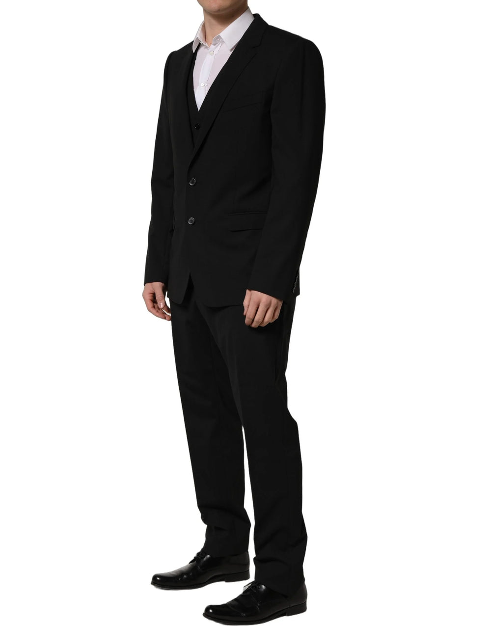 Dolce & Gabbana Black Wool Slim Fit Formal 3 Piece Men Suit - IT53 | XL