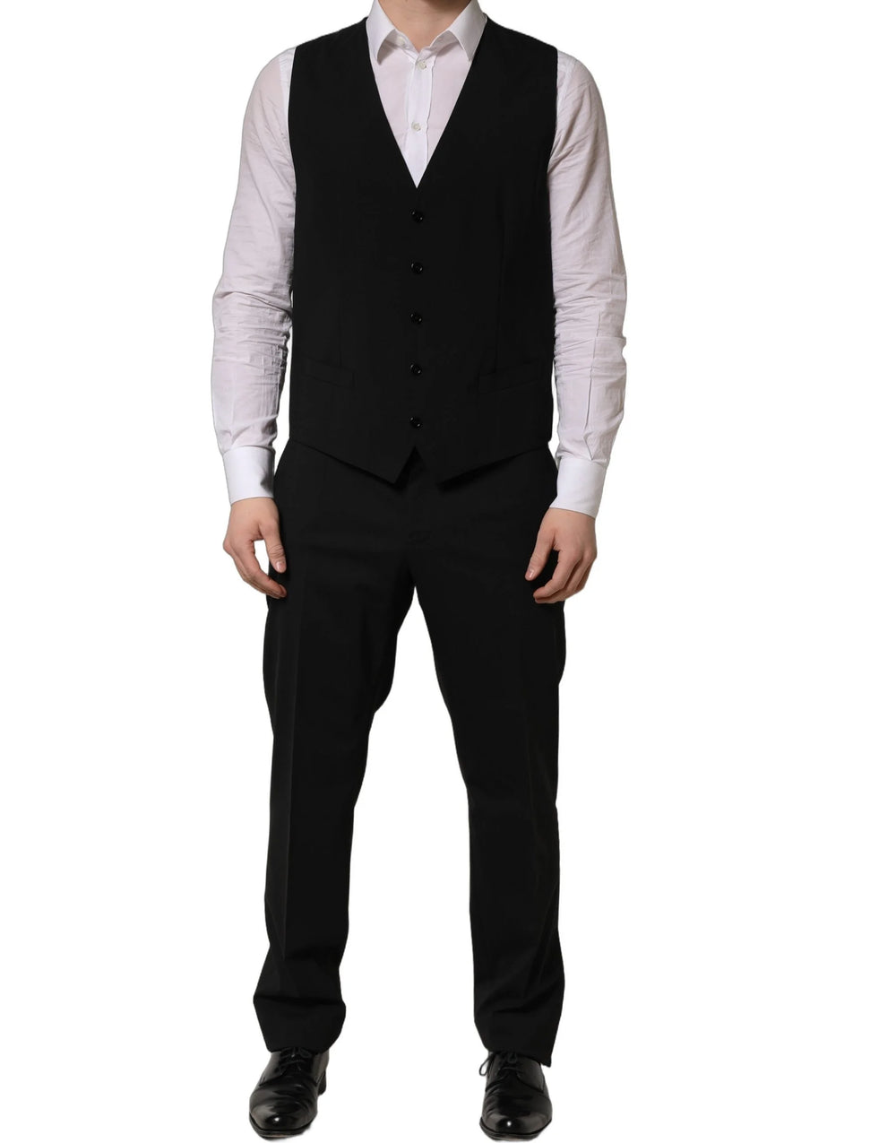Dolce & Gabbana Black Wool Slim Fit Formal 3 Piece Men Suit - IT53 | XL