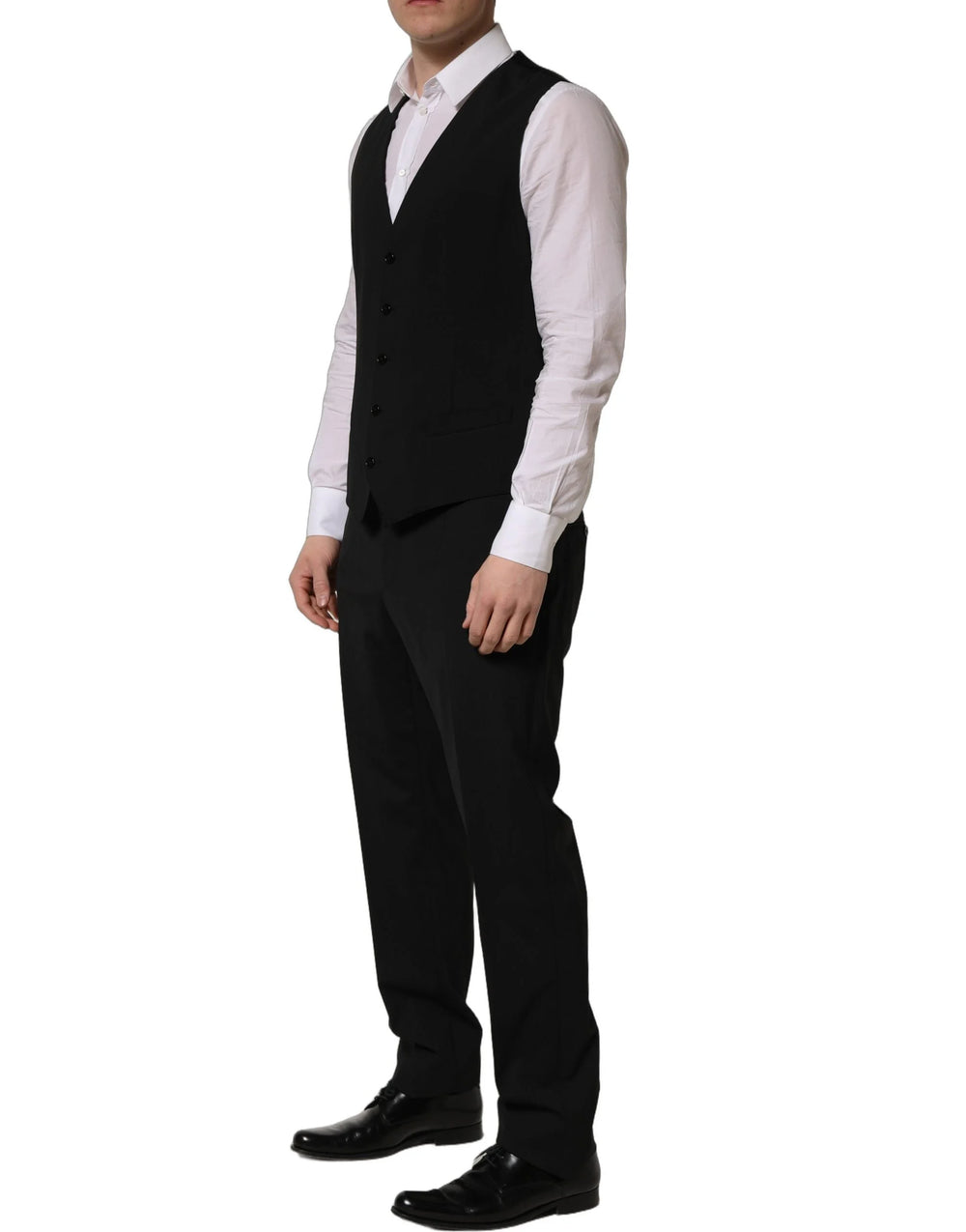 Dolce & Gabbana Black Wool Slim Fit Formal 3 Piece Men Suit - IT53 | XL