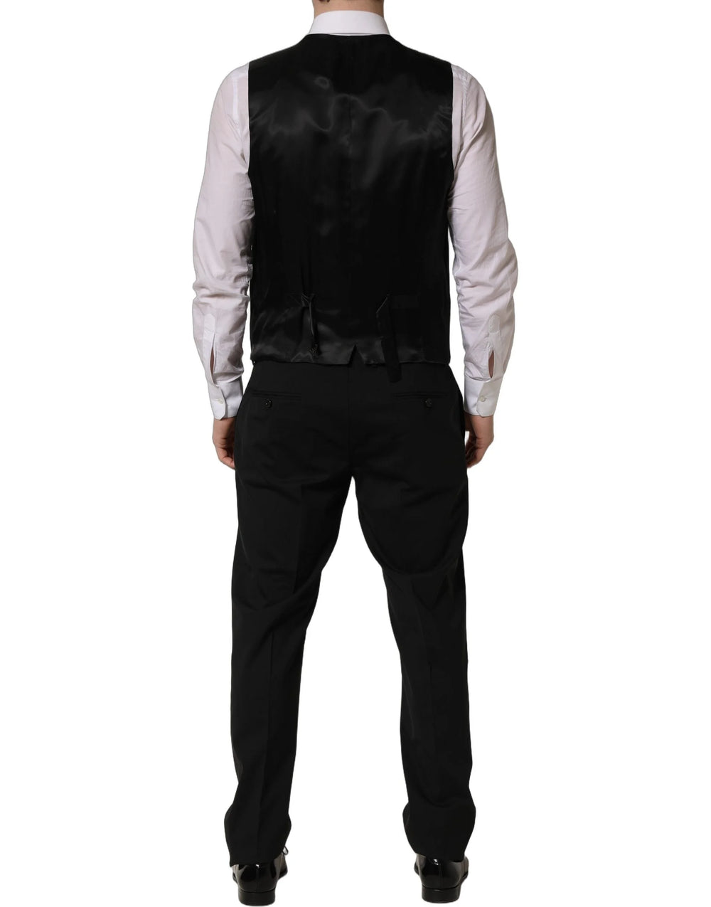 Dolce & Gabbana Black Wool Slim Fit Formal 3 Piece Men Suit - IT53 | XL