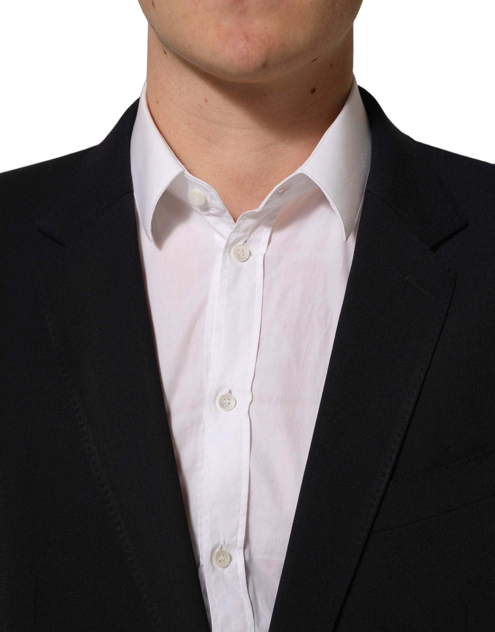 Dolce & Gabbana Black Wool Slim Fit Formal Men 2 Piece Suit - IT52 | XL