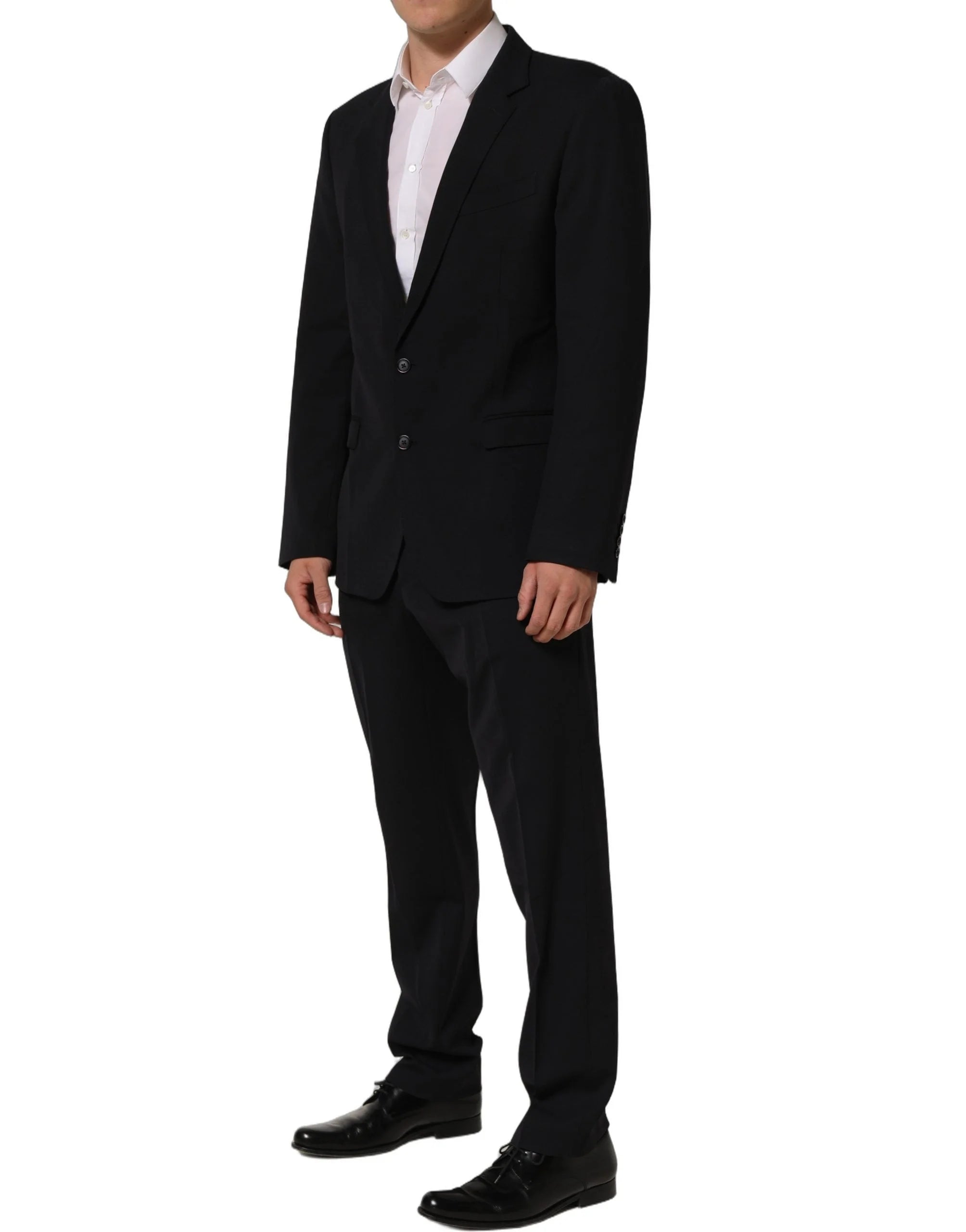 Dolce & Gabbana Black Wool Slim Fit Formal Men 2 Piece Suit - IT52 | XL
