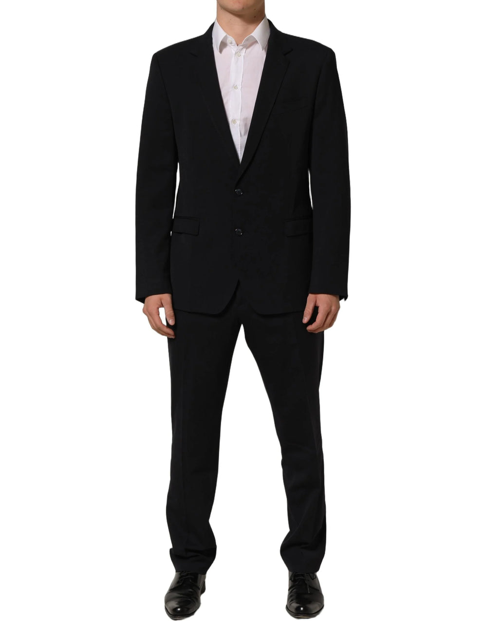 Dolce & Gabbana Black Wool Slim Fit Formal Men 2 Piece Suit - IT52 | XL