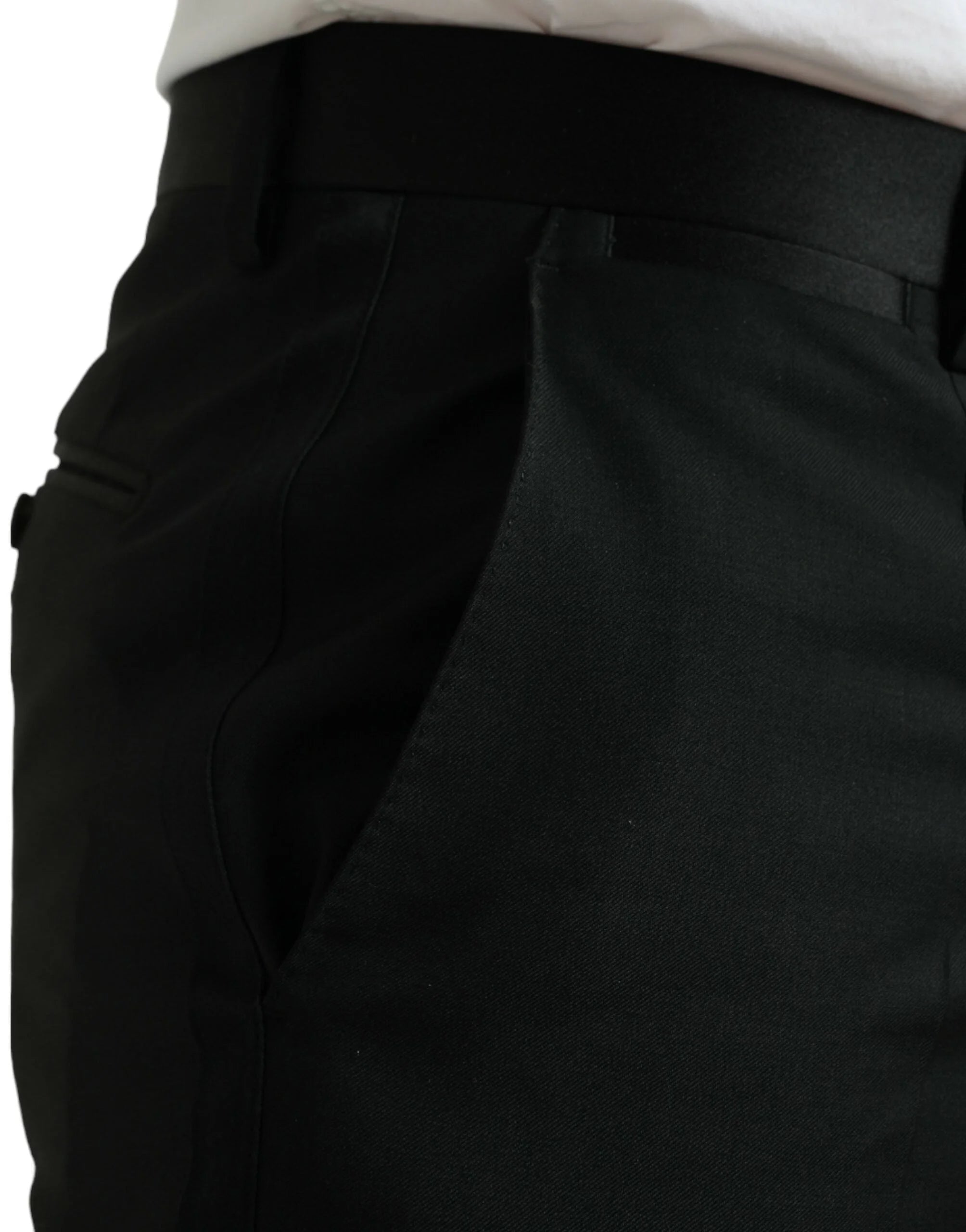Dolce & Gabbana Black Wool Slim Fit Formal Trouser Dress Pants - IT50 | L - Trousers