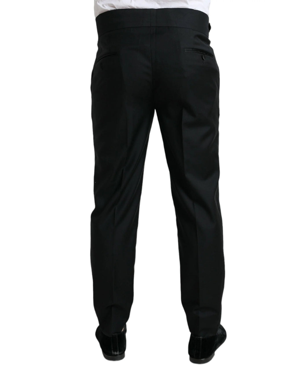 Dolce & Gabbana Black Wool Slim Fit Formal Trouser Dress Pants - IT50 | L - Trousers