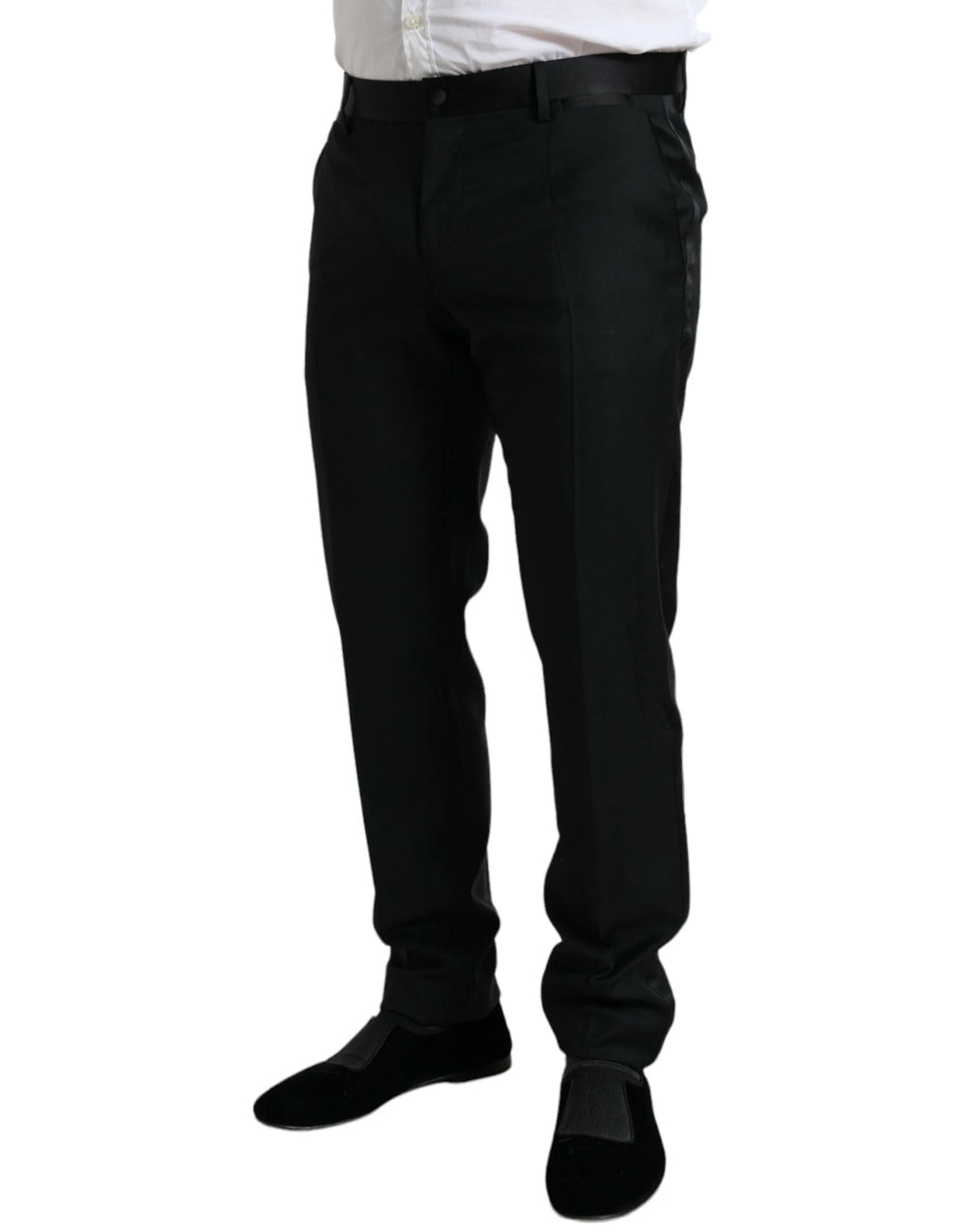 Dolce & Gabbana Black Wool Slim Fit Formal Trouser Dress Pants - IT50 | L - Trousers