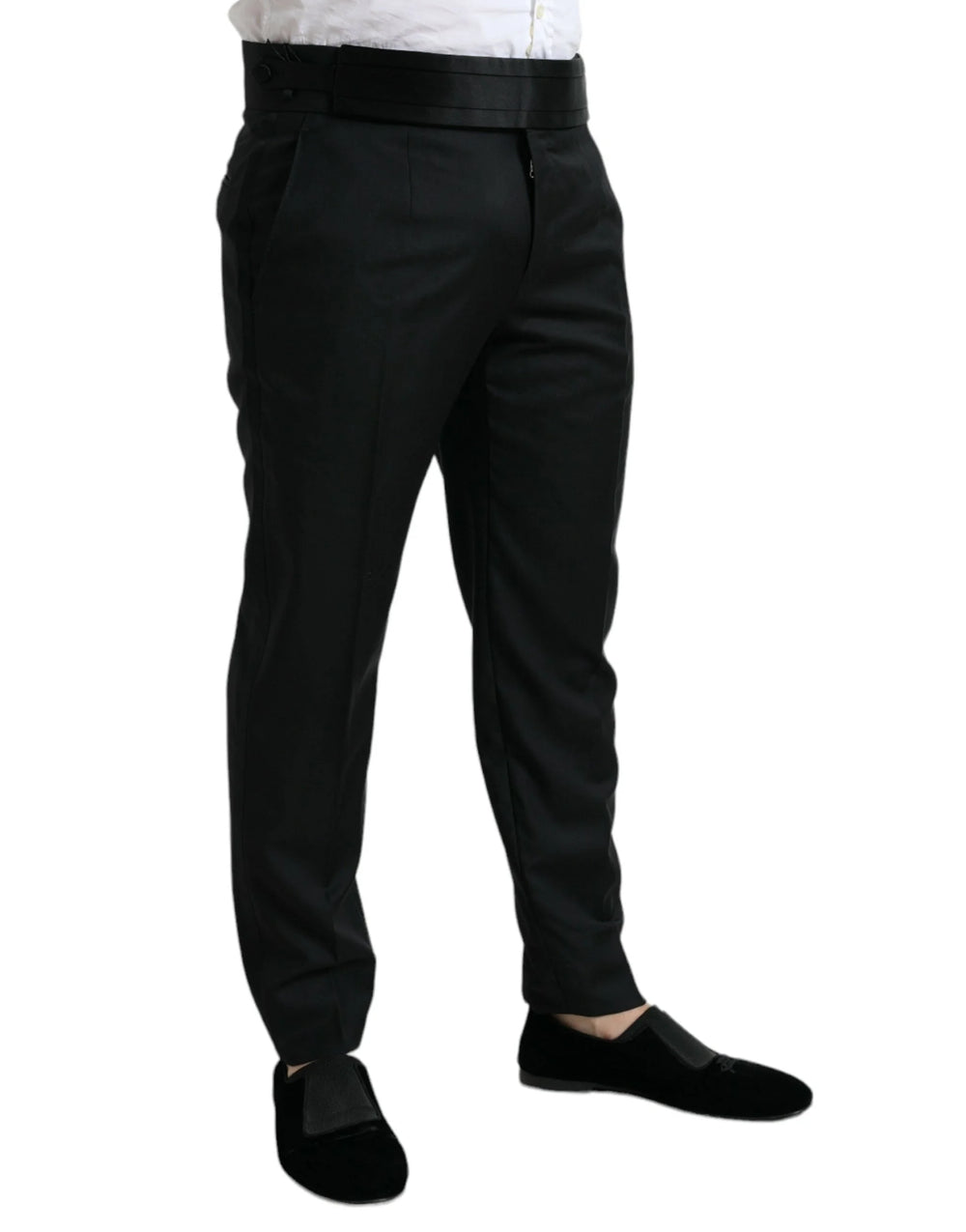 Dolce & Gabbana Black Wool Slim Fit Formal Trouser Dress Pants - IT50 | L - Trousers