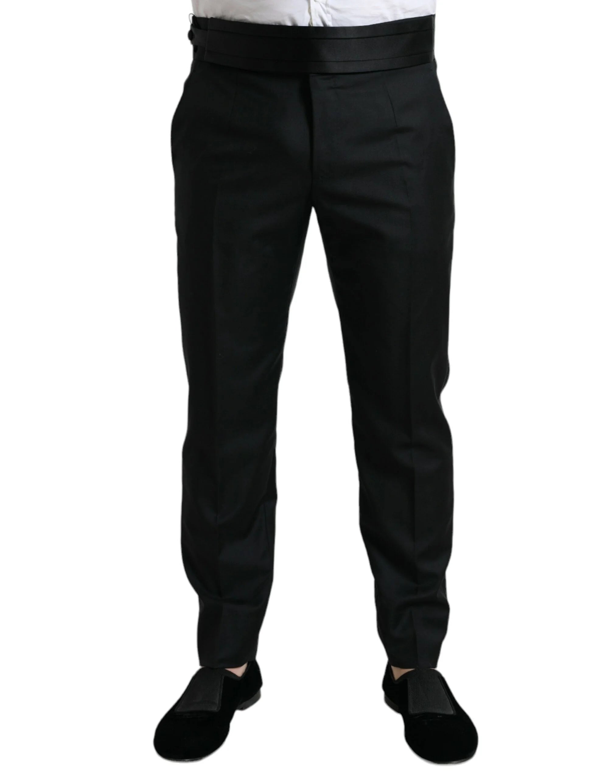 Dolce & Gabbana Black Wool Slim Fit Formal Trouser Dress Pants - IT50 | L - Trousers