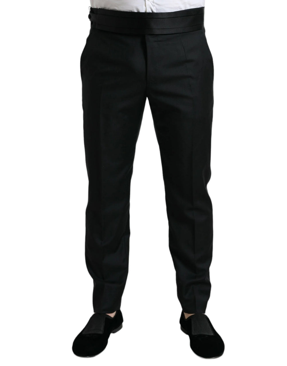 Dolce & Gabbana Black Wool Slim Fit Formal Trouser Dress Pants - IT50 | L - Trousers