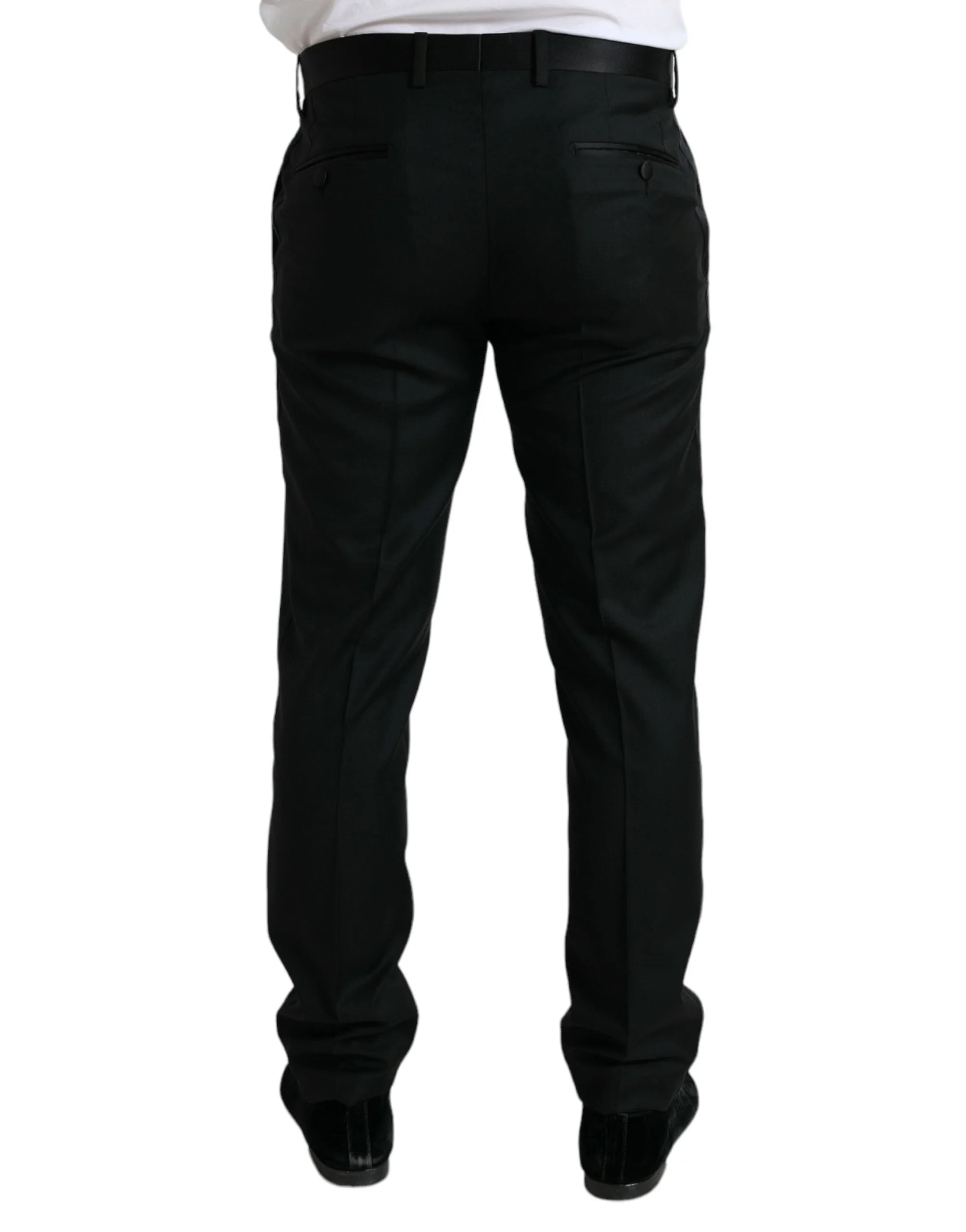 Dolce & Gabbana Black Wool Slim Fit Formal Trouser Dress Pants - IT50 | L - Trousers