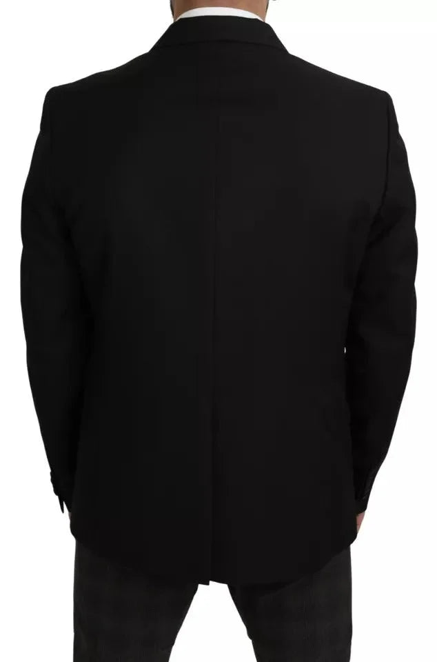 Dolce & Gabbana Black Wool Slim Fit Notch Jacket Blazer - IT54 | XL - Sport Jackets