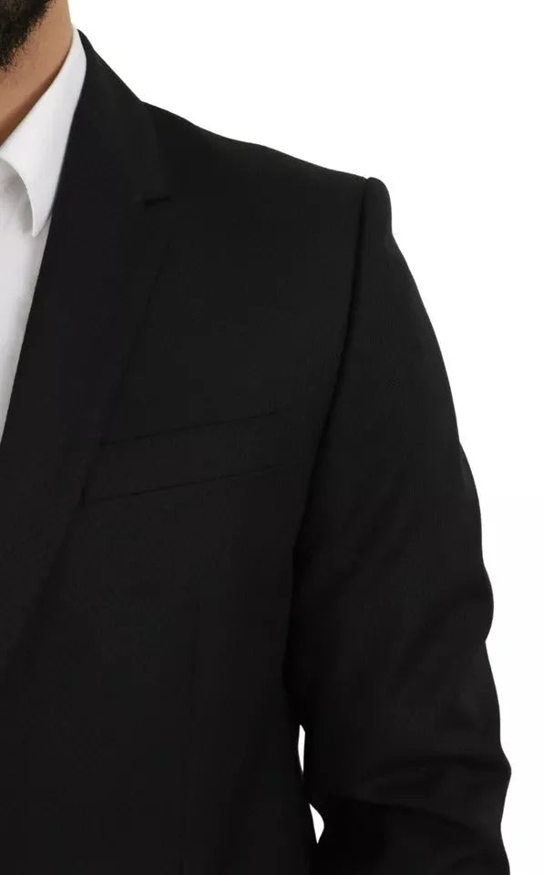 Dolce & Gabbana Black Wool Slim Fit Notch Jacket Blazer - IT54 | XL - Sport Jackets