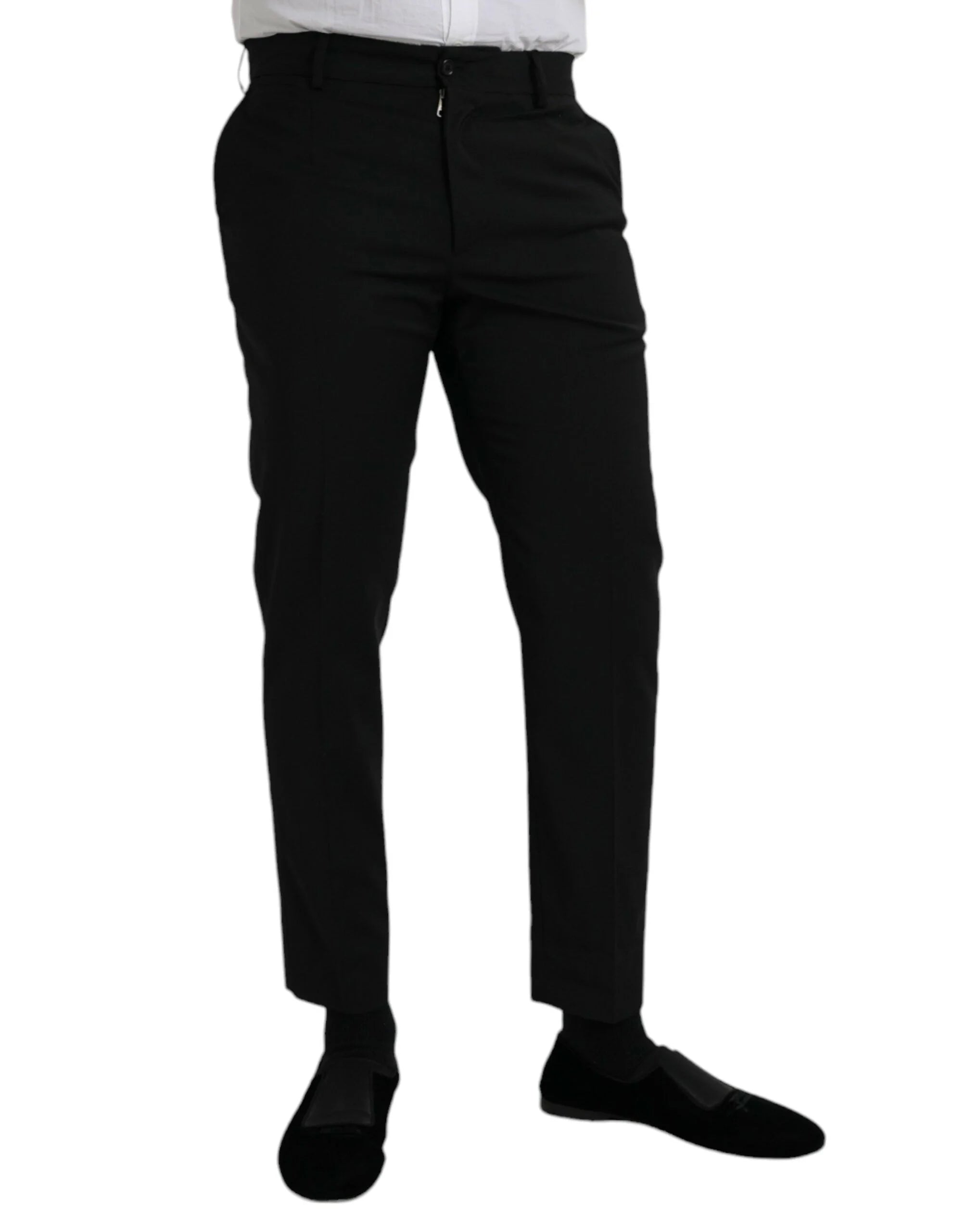 Dolce & Gabbana Black Wool SlimFit Dress Formal Pants - IT48 | M - Trousers