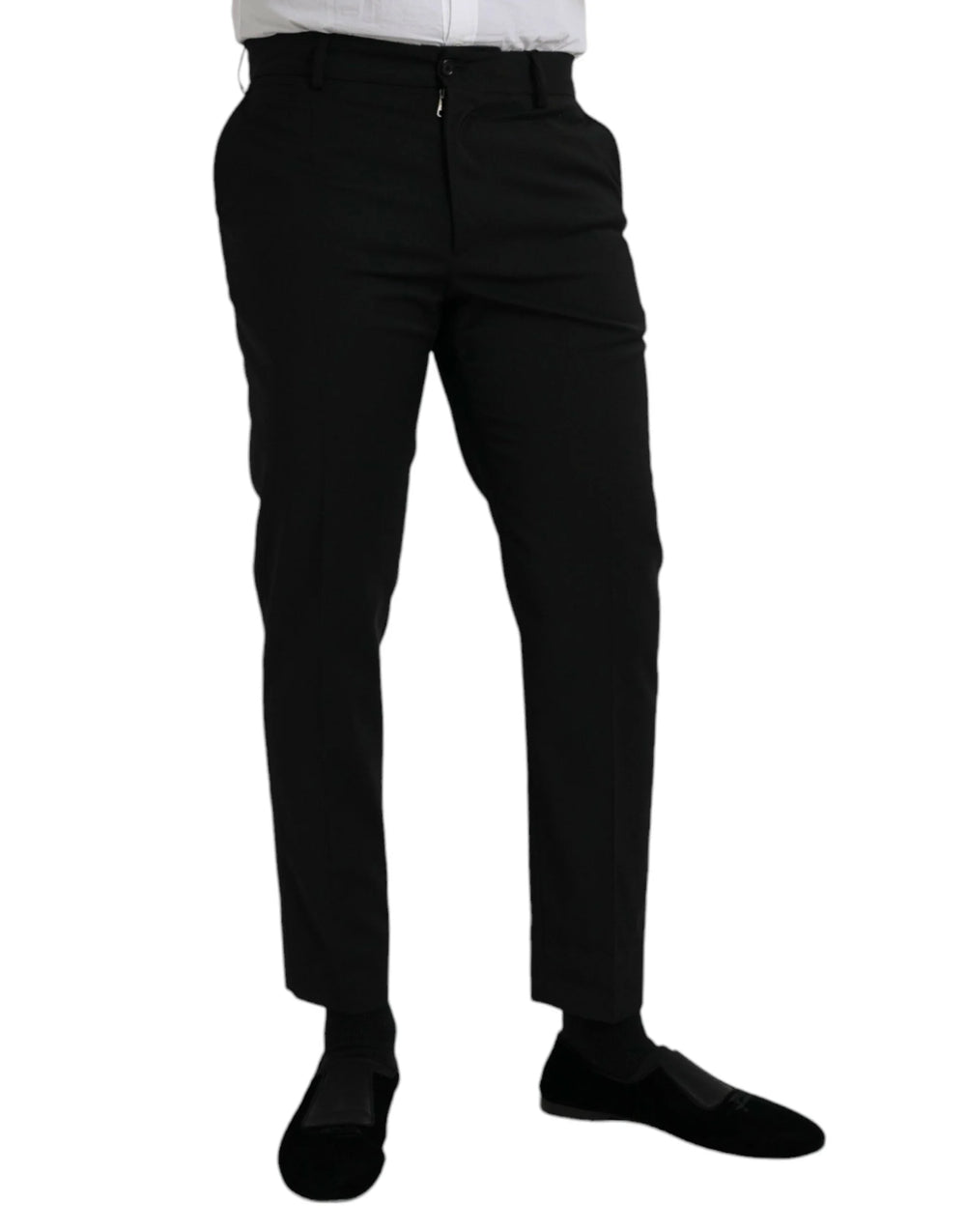 Dolce & Gabbana Black Wool SlimFit Dress Formal Pants - IT48 | M - Trousers