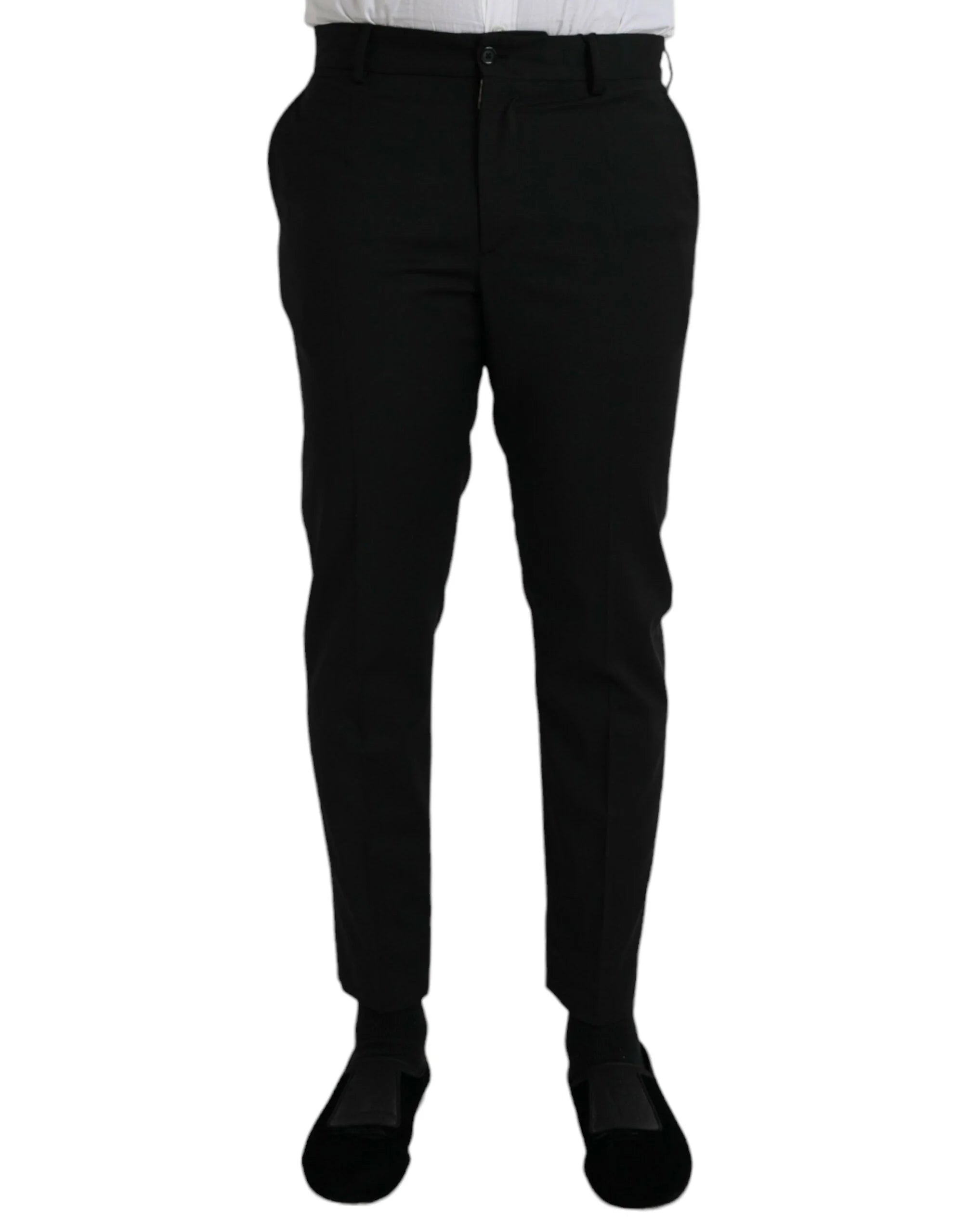 Dolce & Gabbana Black Wool SlimFit Dress Formal Pants - IT48 | M - Trousers