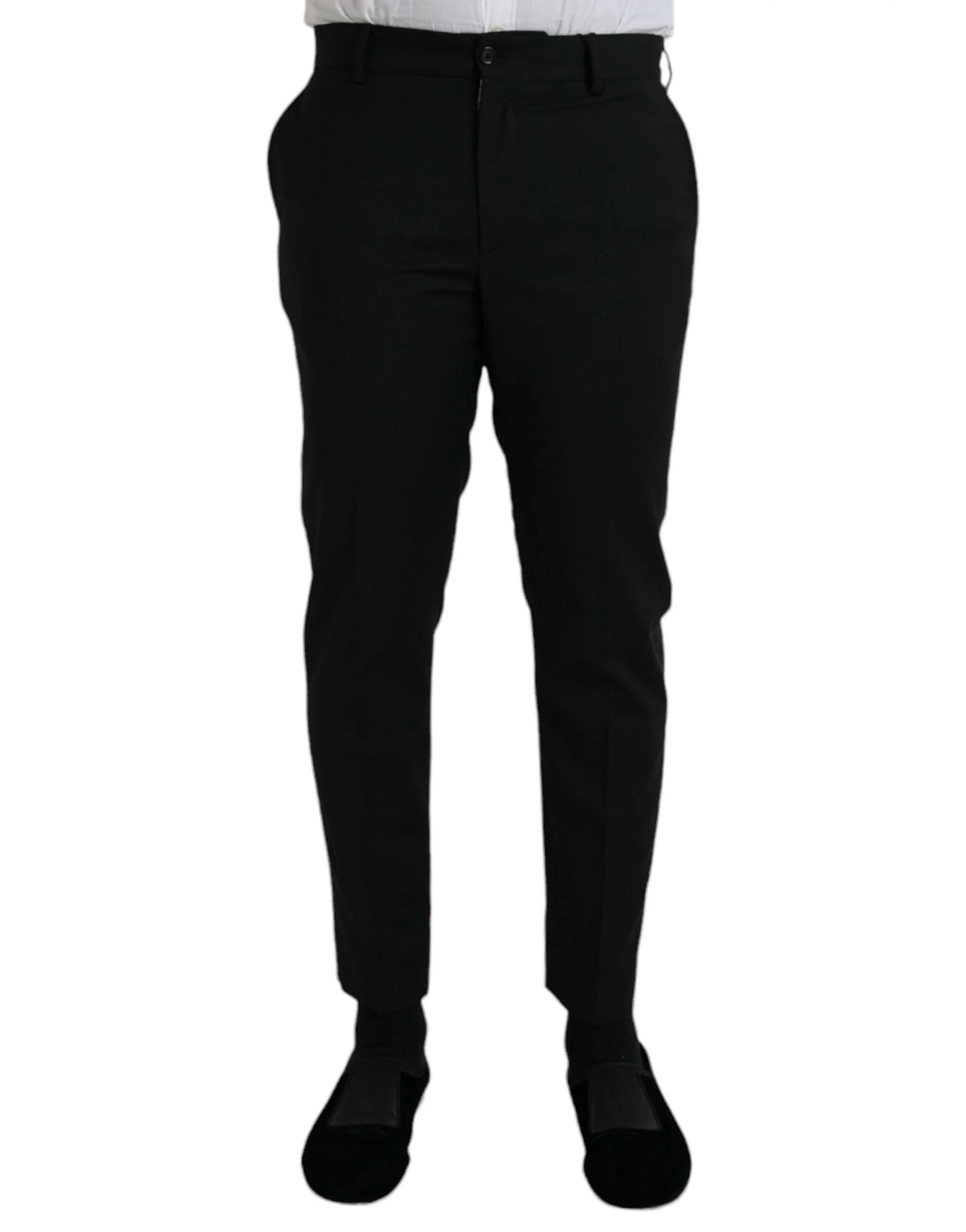 Dolce & Gabbana Black Wool SlimFit Dress Formal Pants - IT48 | M - Trousers