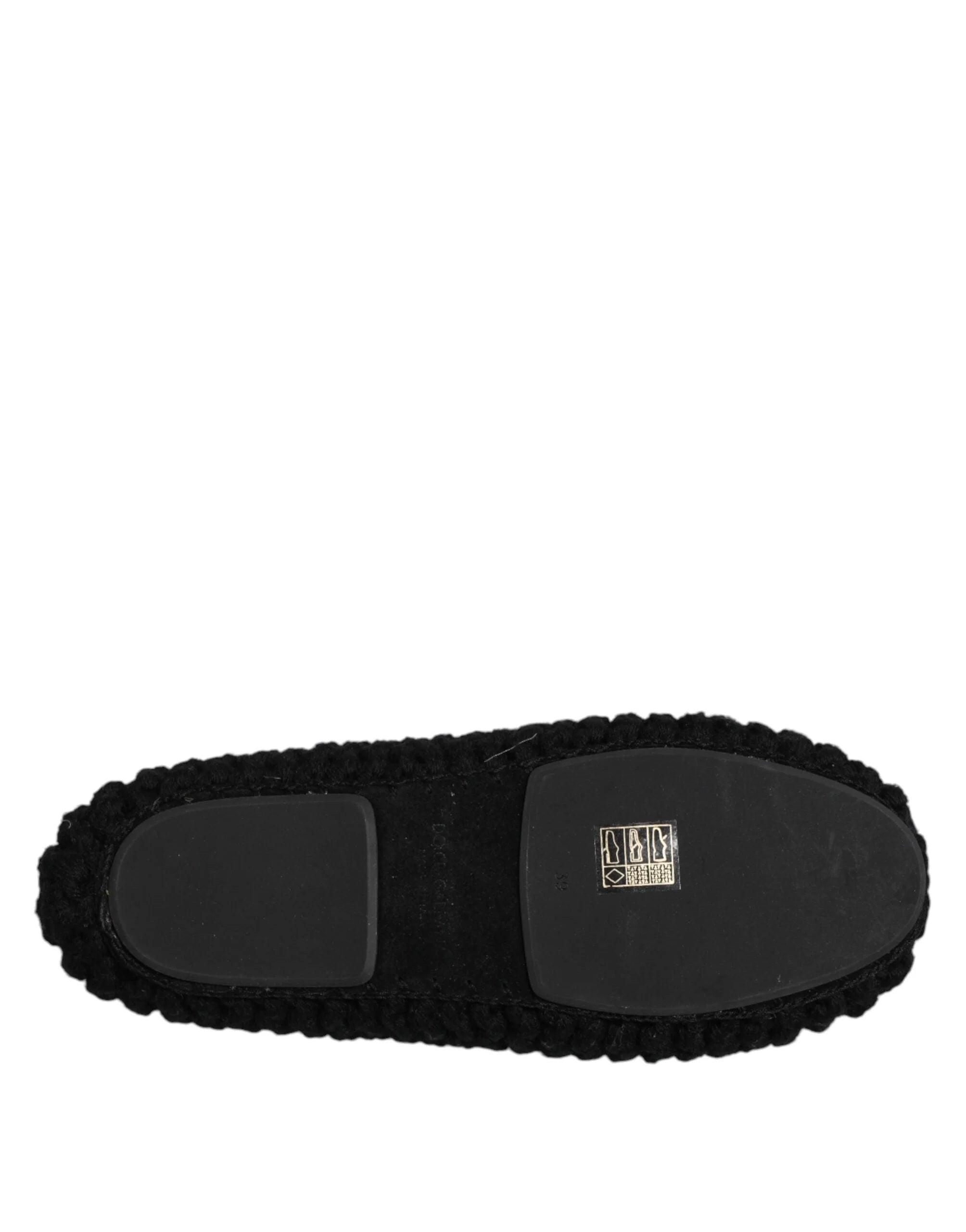 Dolce & Gabbana Black Wool Slip On Flats Ballerina Shoes - Flats