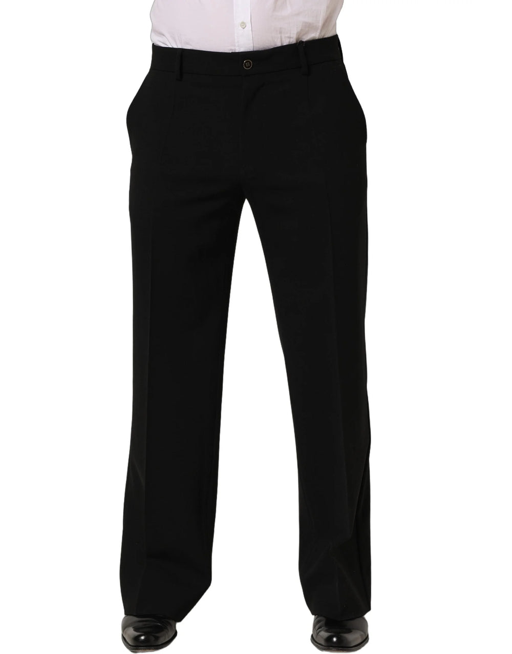 Dolce & Gabbana Black Wool Straight Men Dress Trouser Pants - IT46 | S
