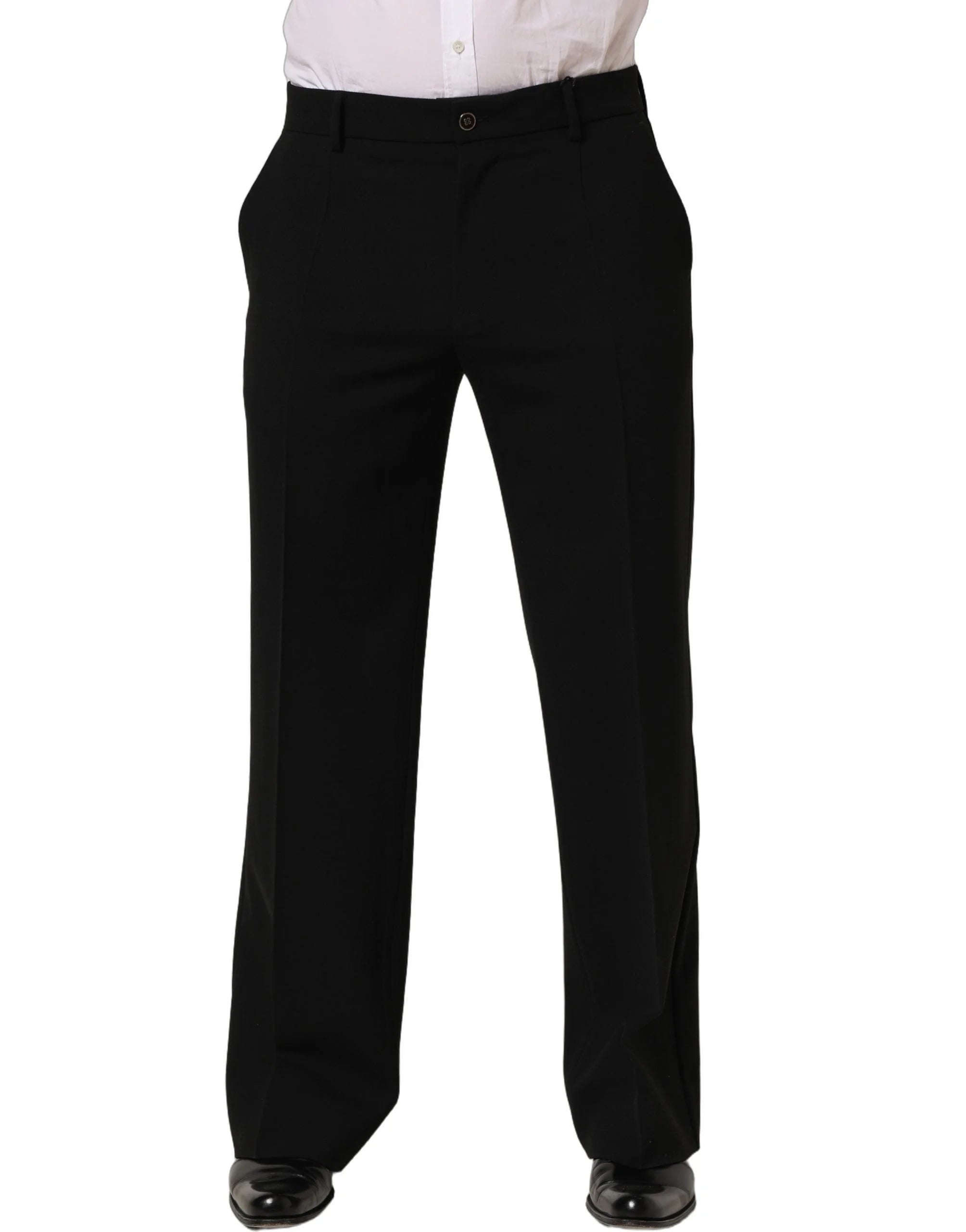 Dolce & Gabbana Black Wool Straight Men Dress Trouser Pants - IT46 | S