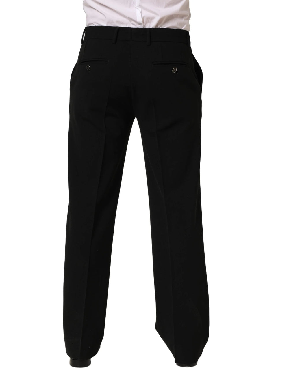 Dolce & Gabbana Black Wool Straight Men Dress Trouser Pants - IT46 | S
