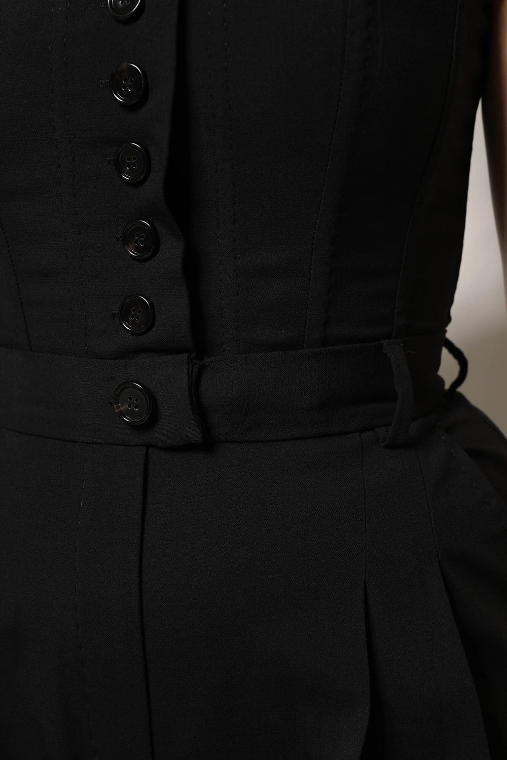 Dolce & Gabbana Black Wool Strapless Romper Jumpsuit Dress - IT38 | XS - Dresses