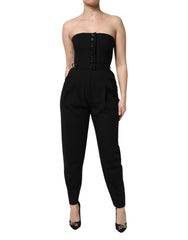 Dolce & Gabbana Black Wool Strapless Romper Jumpsuit Dress - IT38 | XS