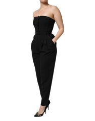 Dolce & Gabbana Black Wool Strapless Romper Jumpsuit Dress - IT38 | XS