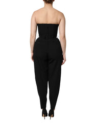 Dolce & Gabbana Black Wool Strapless Romper Jumpsuit Dress - IT38 | XS