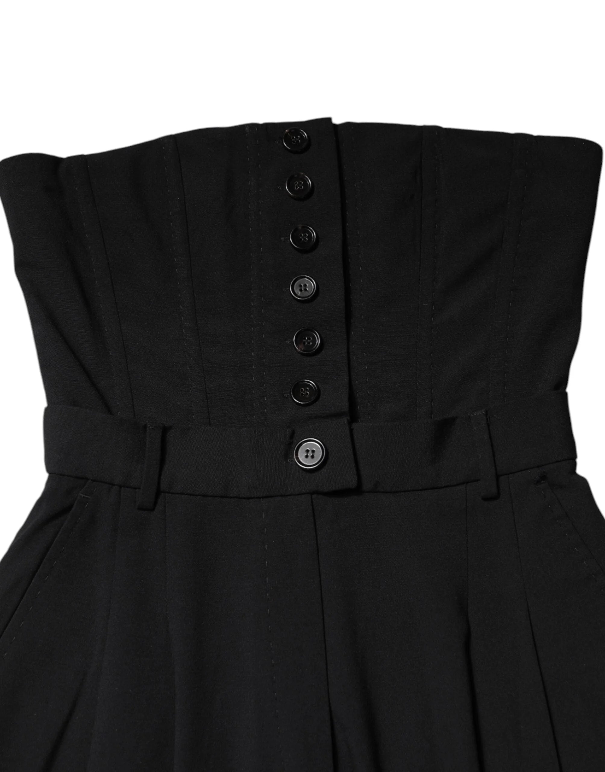 Dolce & Gabbana Black Wool Strapless Romper Jumpsuit Dress - IT38 | XS