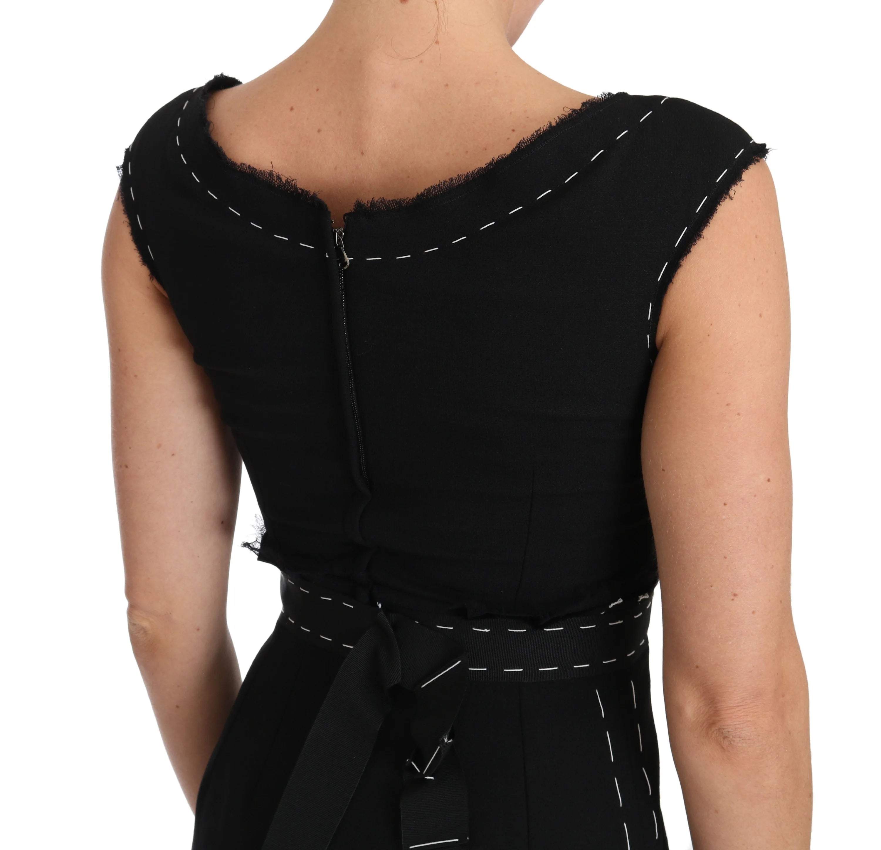 Dolce & Gabbana Black Wool Stretch A-line Sheath Dress - Dresses
