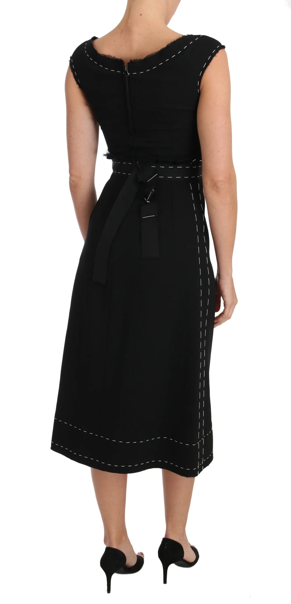 Dolce & Gabbana Black Wool Stretch A-line Sheath Dress - Dresses