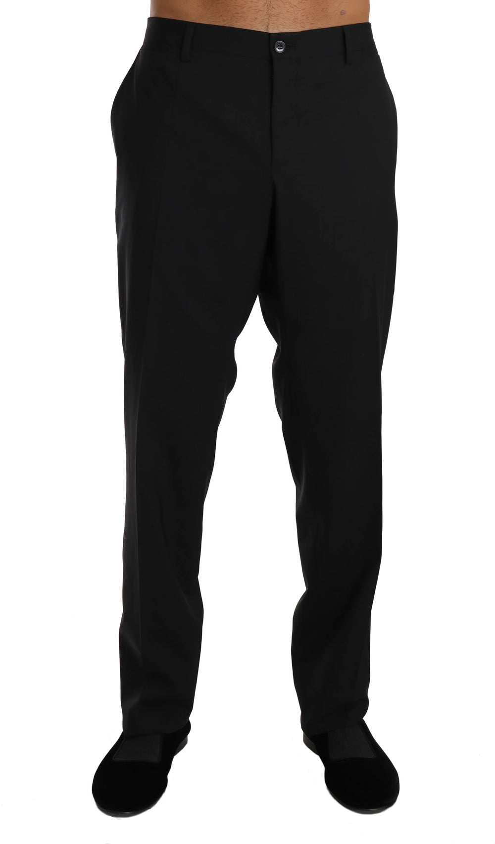 Dolce & Gabbana Black Wool Stretch Formal Trousers - IT54 | XXL - Trousers