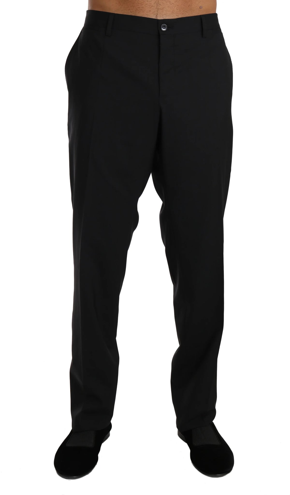 Dolce & Gabbana Black Wool Stretch Formal Trousers - IT54 | XXL - Trousers