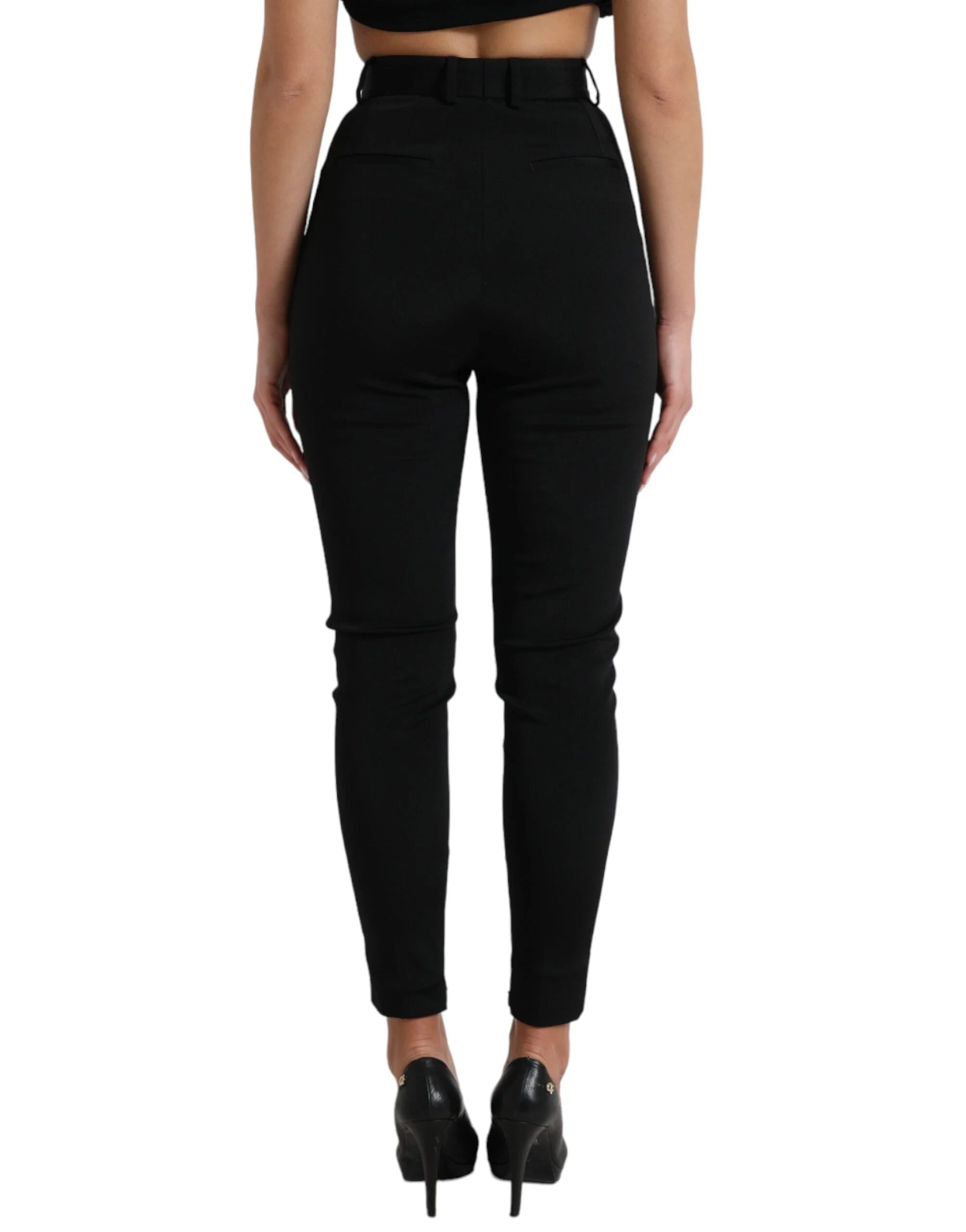 Dolce & Gabbana Black Wool Stretch High Waist Skinny Pants - IT40|S
