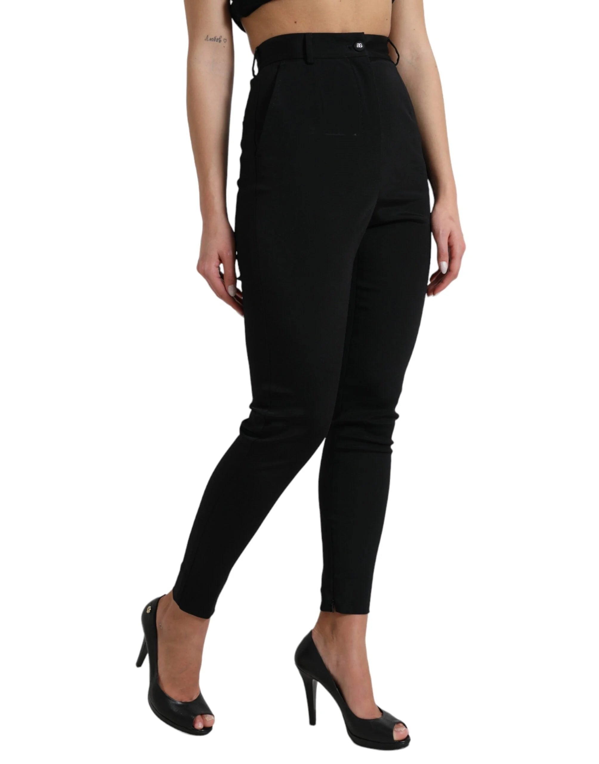Dolce & Gabbana Black Wool Stretch High Waist Skinny Pants - IT40|S