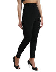 Dolce & Gabbana Black Wool Stretch High Waist Skinny Pants - IT40|S