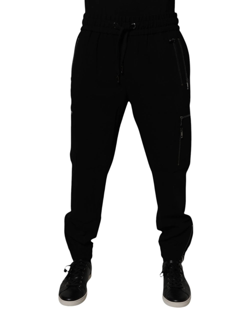 Dolce & Gabbana Black Wool Stretch Jogger Pants - IT50 | L - Joggers