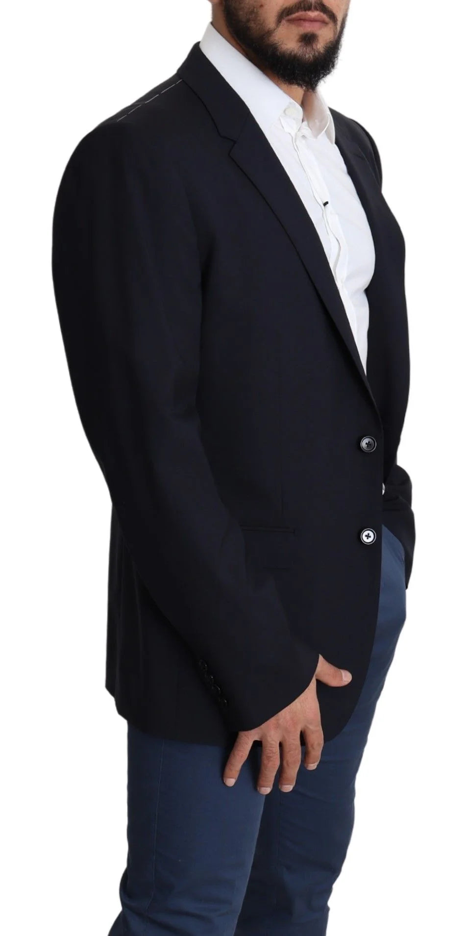 Dolce & Gabbana Black Wool Stretch Men Coat MARTINI Blazer - IT56 | XXL - Sport Jackets