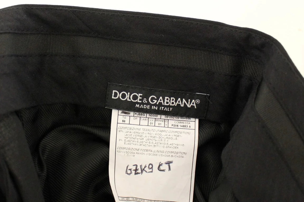 Dolce & Gabbana Black Wool Stretch Pleated Pants - IT58 | 3XL - Trousers
