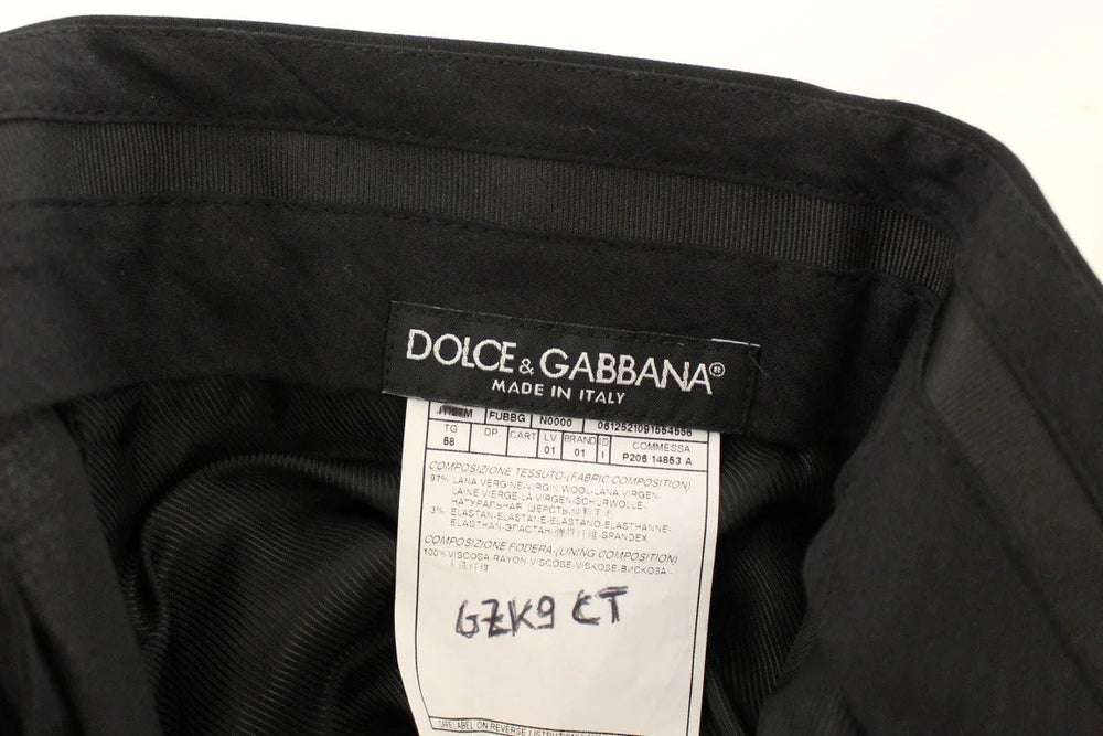 Dolce & Gabbana Black Wool Stretch Pleated Pants - IT58 | 3XL - Trousers