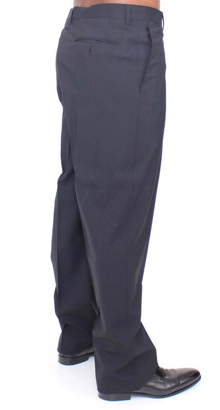 Dolce & Gabbana Black Wool Stretch Pleated Pants - IT58 | 3XL - Trousers